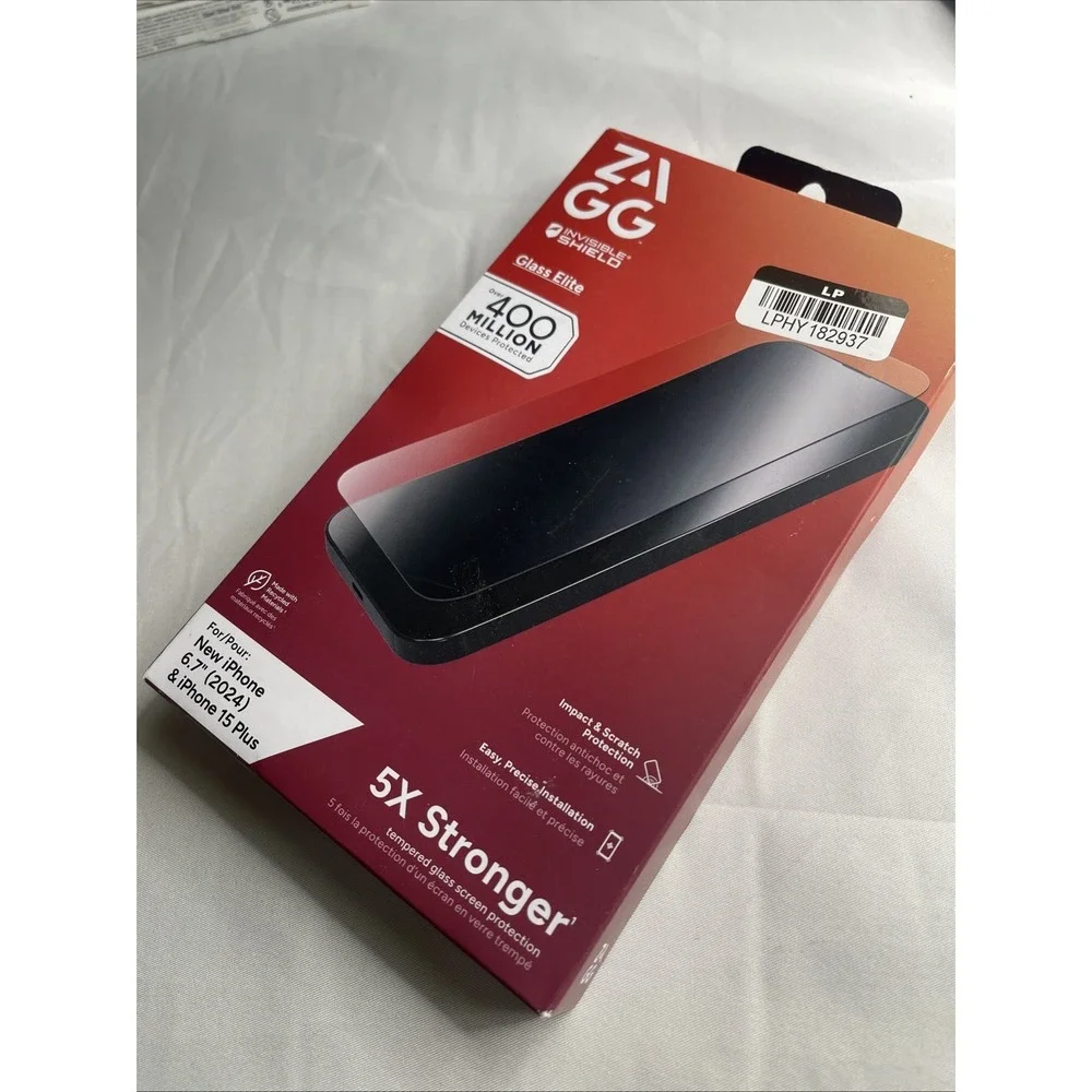 ZAGG Glass Elite Screen Protector iPhone 15Plus 16Plus 6.7 Clear NEW 5X Stronger
